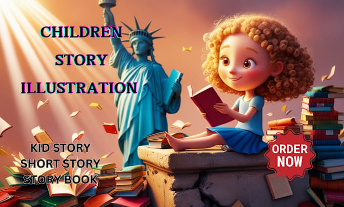 Gig Preview - Illustrate children story book illustration african american kid storybook 3d 2d