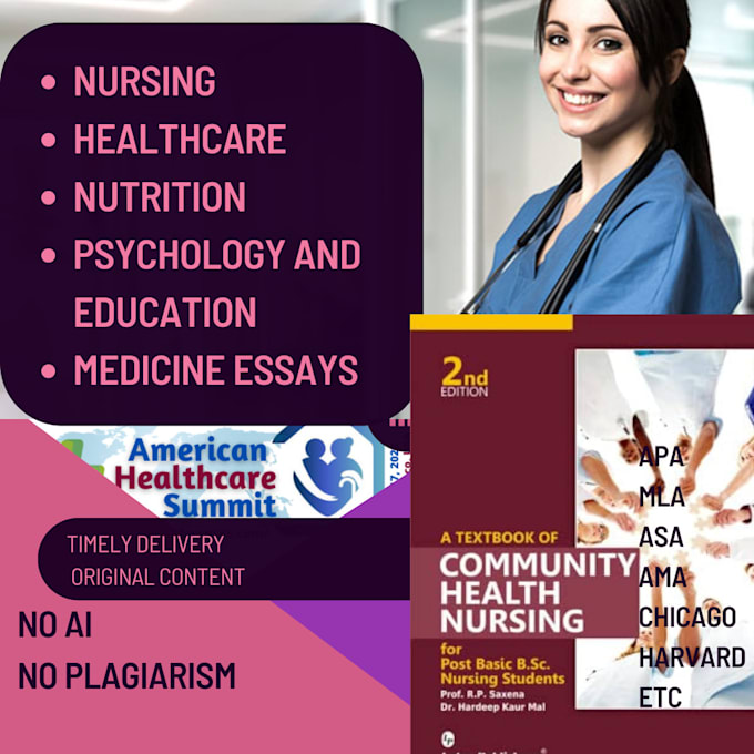 Gig Preview - Do nursing, nutrition, healthcare, psychology and education, and medicine essays