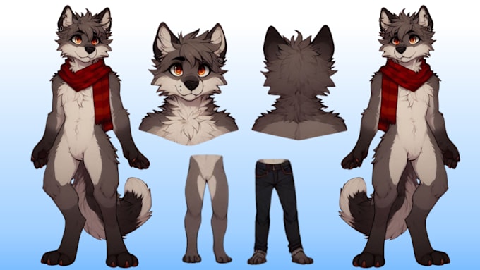 Gig Preview - Draw custom furry reference sheet fursona reference nsfw furry art oc design