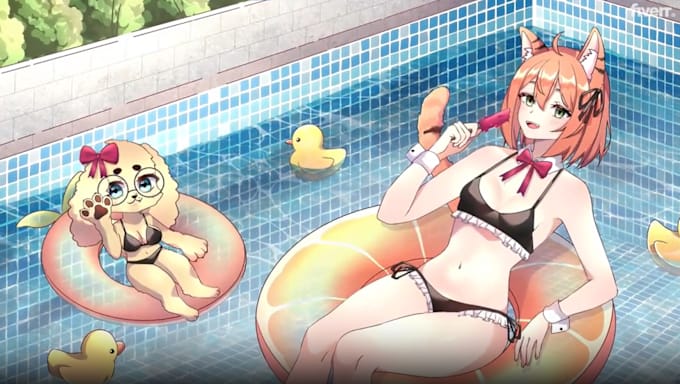 Gig Preview - Draw and animate summer beach pool ych