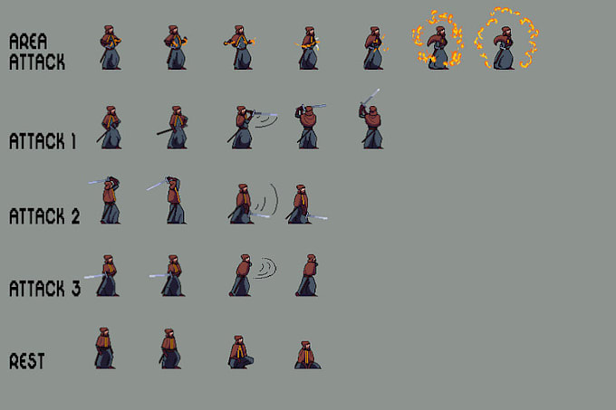 Gig Preview - Design 2d pixel sprite sheets, 8 36 bit pixel art, sprite sheet animation pixel