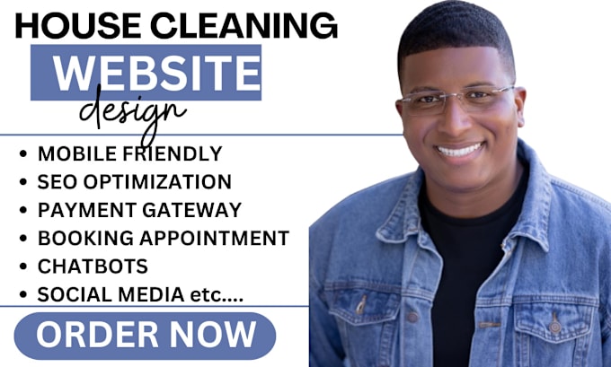 Gig Preview - Design house cleaning website office cleaning cleaning service website