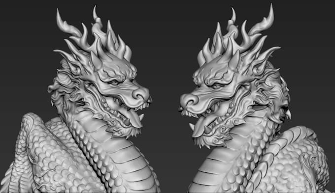 Gig Preview - Sculpt 2d to 3d character miniature sculpture dragon head model for 3d printing