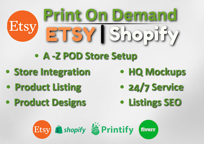 Gig Preview - Setup etsy print on demand, etsy print on demand store setup, etsy seo listing