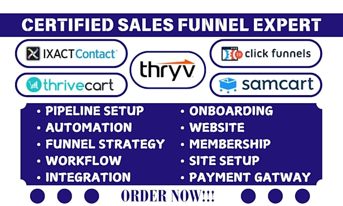 Gig Preview - Be your samcart ixact contact thryv thrivecart clickfunnels sales funnel expert