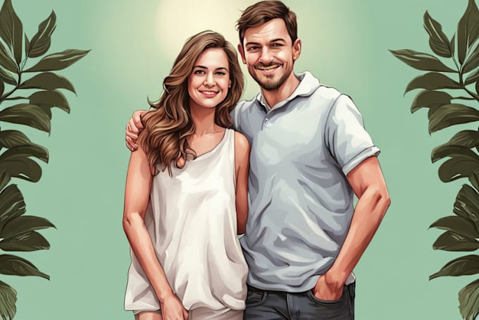 Gig Preview - Draw couple portrait illustration from your photo