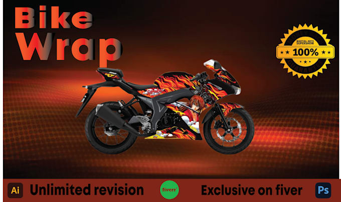 Gig Preview - Do bike wrap design racing car wraps designs, motorcycle wrap