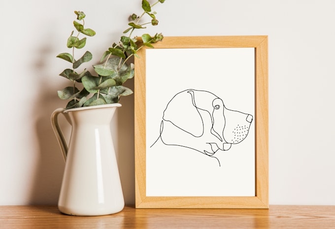 Gig Preview - Create custom minimalistic pet portrait one line drawing