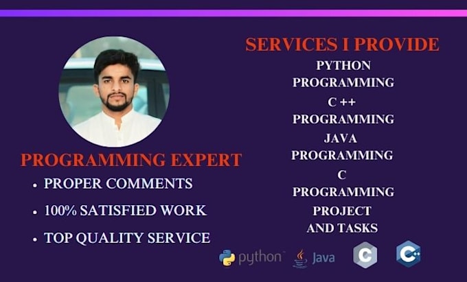 Gig Preview - Do python java, c, cpp programming for projects and tasks