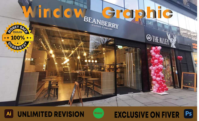 Bestseller - design professional shop front, store front window graphics, signage design