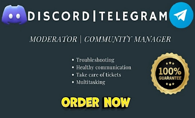 Gig Preview - Be your discord, telegram moderator, chatter, community manager, telegram hyper