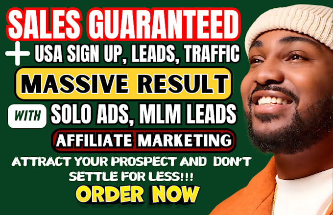 Gig Preview - Blast USA solo ads signup lead guaranteed affiliate marketing MLM link promotion