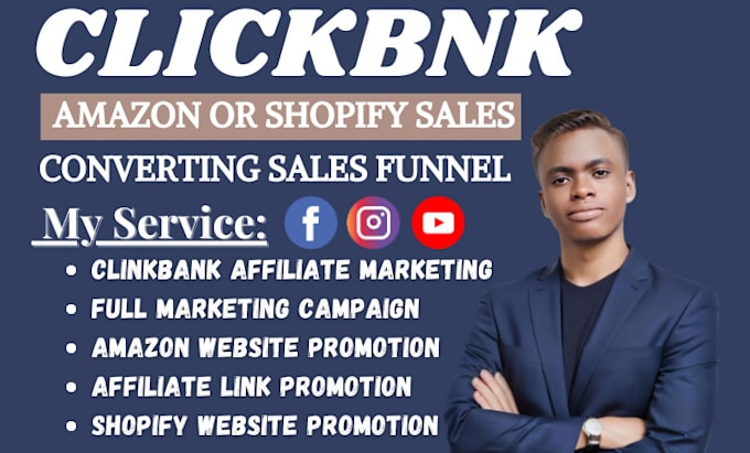 Gig Preview - Contact to start clickbank affiliate marketing amazon, shopify website promotion