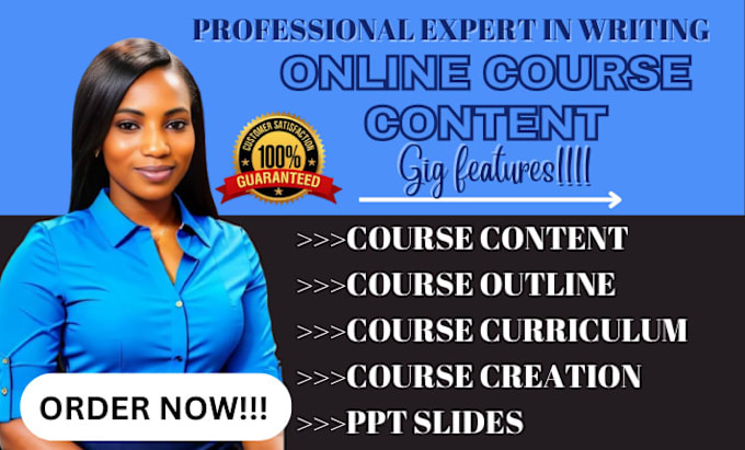 Gig Preview - Create online course content, course content curriculum