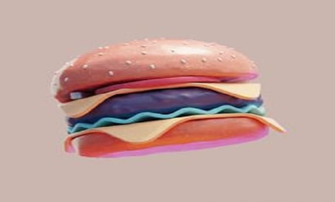 Gig Preview - 3d food animation, 3d food model, 3d food rendering, pizza, burger, chocolate