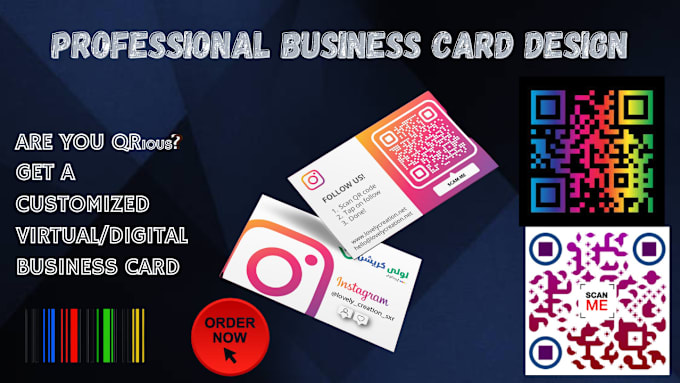 Gig Preview - Design professional special clickable business card virtual card with qr code