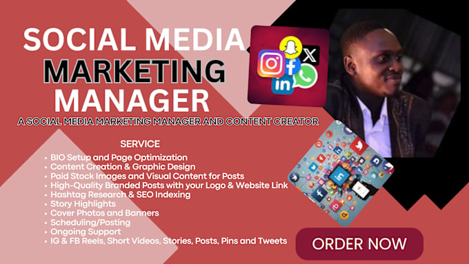 Gig Preview - Be your social media marketing manager and content creator