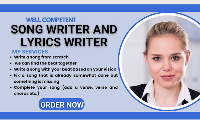 Gig Preview - Be songwriter for pop or rap song lyrics and melody, ghostwriter songwriting rnb