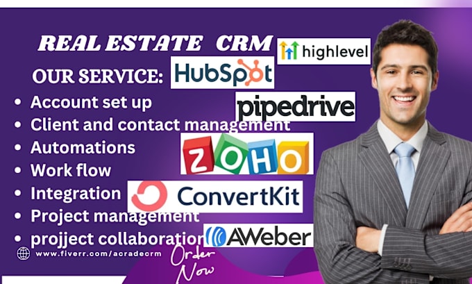 Gig Preview - Do pipedrive coverkit bitrix24 hubspot crm aweber zoho kartra freshsales crm