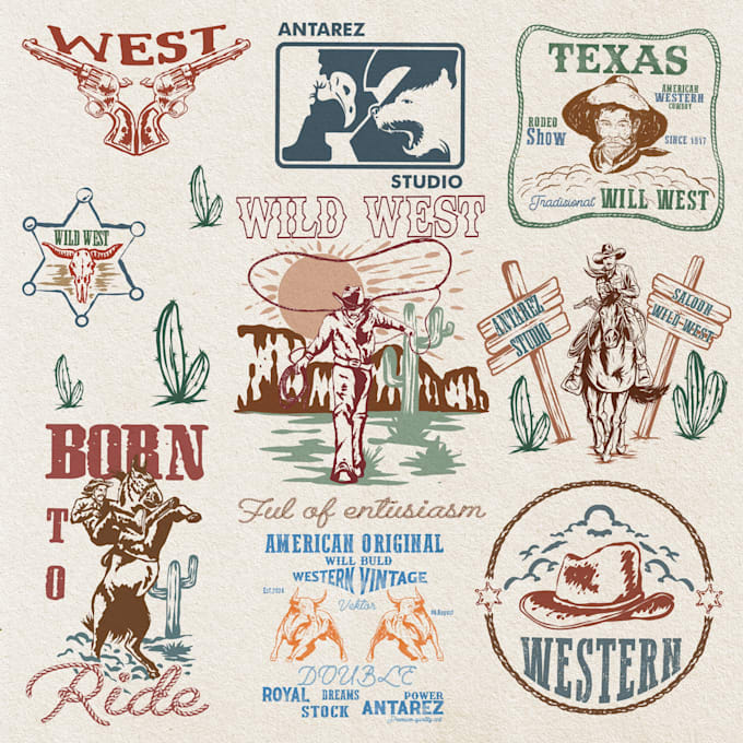 Bestseller - draw western vintage for logo and illustration