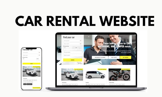 Gig Preview - Car rental website car rental booking website and car rental landing page