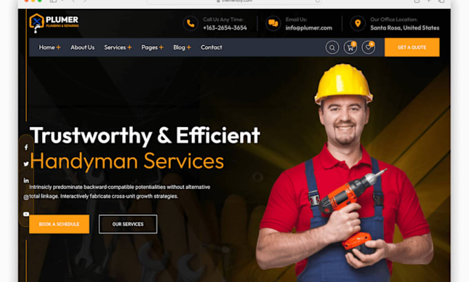 Gig Preview - Construction website electrician remodeling handyman website on godaddy wix