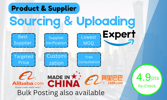 Gig Preview - Expert sourcing agent for alibaba, 1688, and chinese markets and upload products