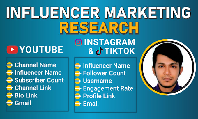 Gig Preview - Identify the top instagram youtube tiktok influencer research