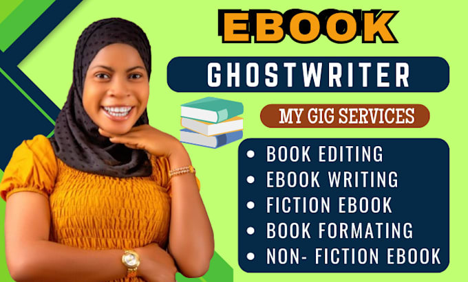 Gig Preview - Be book writer,ebook ghostwriter,ghost book writer,ebook writer,ebook writing