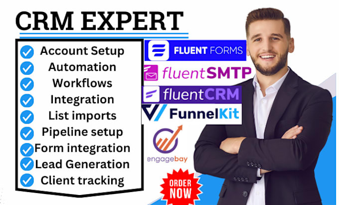 Gig Preview - Setup fluent crm fluent form fluent smtp drip campaign funnelkit cartflows