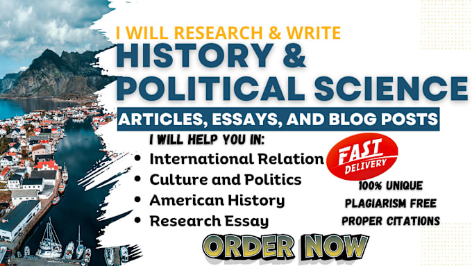 Gig Preview - Write ebooks, article, scripts on history, politics, conflicts, and civil war