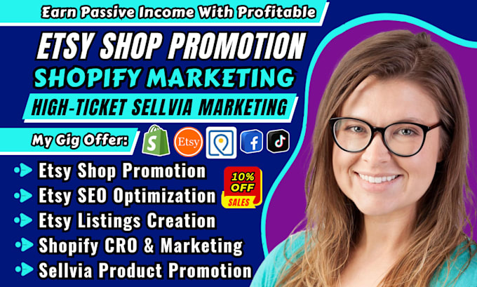 Gig Preview - Do etsy shop promotion etsy SEO high ticket sellvia marketing shopify marketing