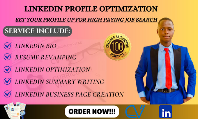 Gig Preview - Revamp linkedin profile optimization business page ats resume CV for job hunting