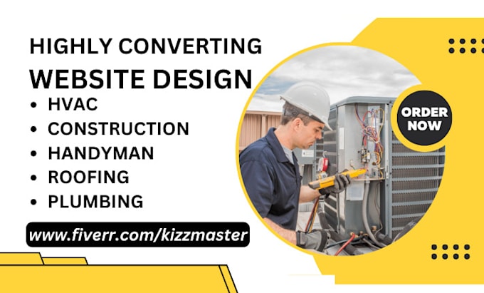 Gig Preview - Design hvac construction roofing plumbing contractor handyman website