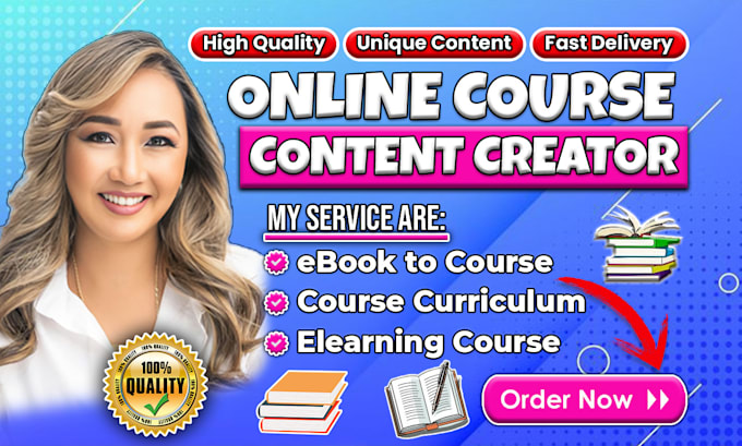 Gig Preview - Do online course content, lesson plan, course development, ebook online course