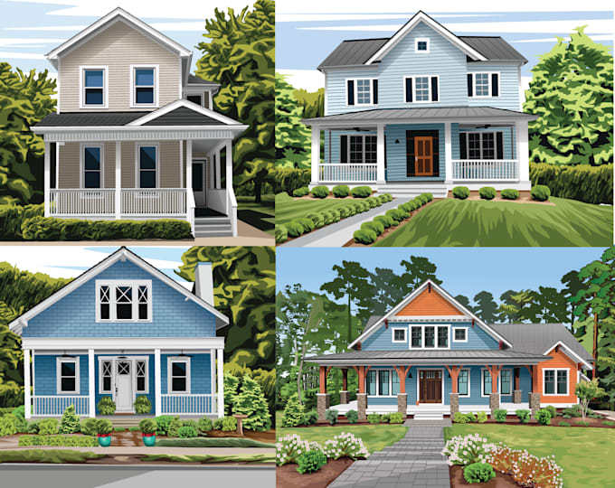 Gig Preview - Draw house building illustration, architecture vector art