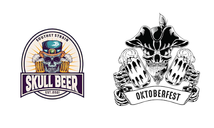 Gig Preview - Create retro mascot skull pub beer logo for your