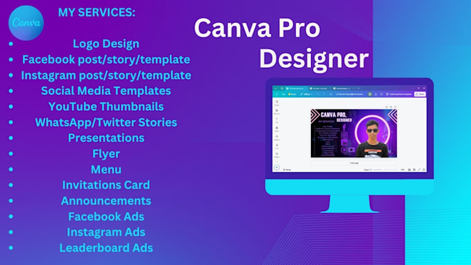 Gig Preview - Design social media posts, logo, flyers or anything in canva