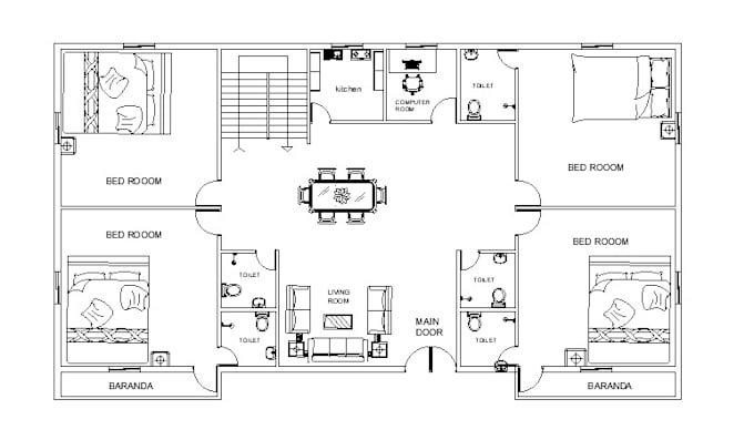 Gig Preview - Draw 2d architectural floor plans in autocad