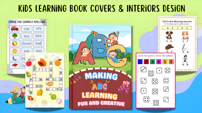 Gig Preview - Create kids coloring and activity book interiors and covers for kpd