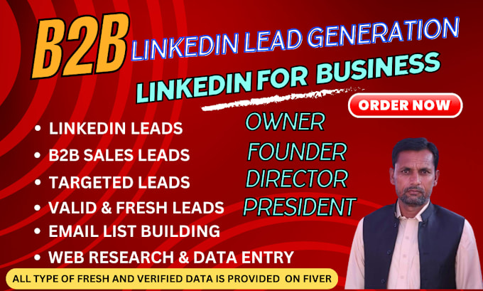 Gig Preview - Geo targeted leadb2b lead generation,linkedin leads prospect email list building