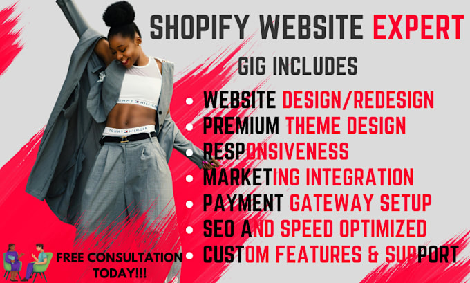 Gig Preview - Design shopify website redesign, SEO optimized dropshipping premium theme store