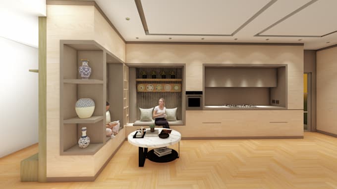 Bestseller - create a kitchen interior design in 3d rendering