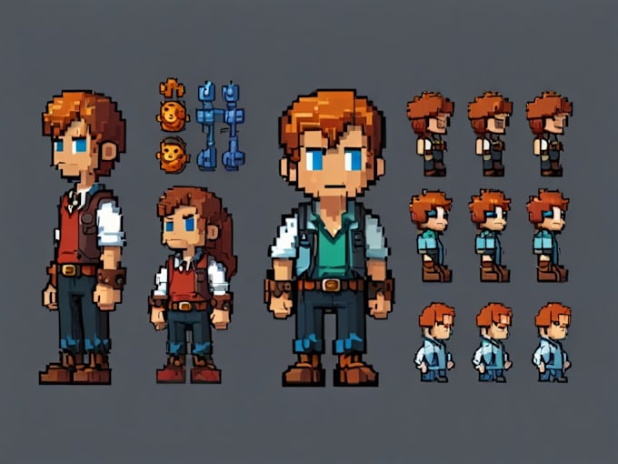 Gig Preview - Make character sprite sheet in pixel art, game asset, 2d sprite animation, 8 bit