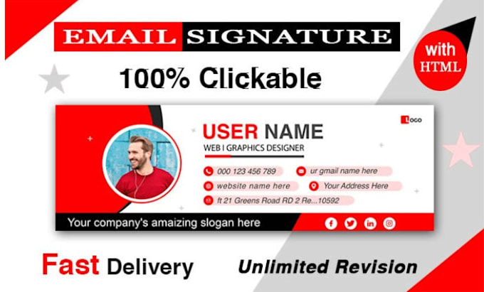 Gig Preview - Make create clickable email signature  gmail, outlook, more etc