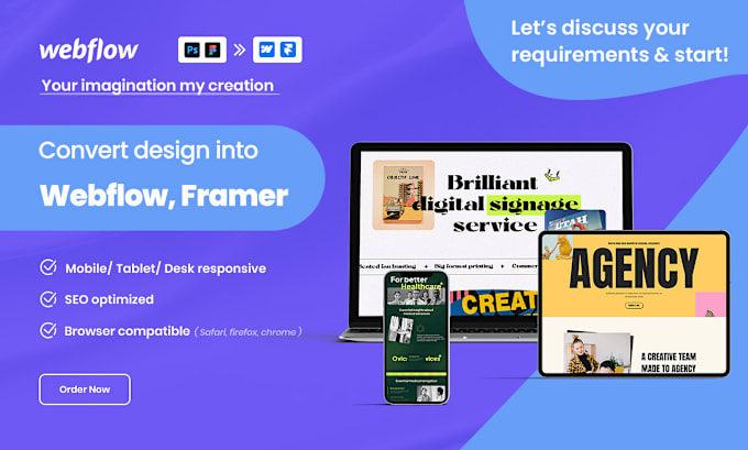 Gig Preview - Design and develop creative website using webflow or framer