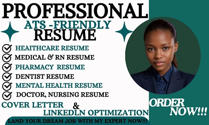 Gig Preview - Write standard ats healthcare resume, medical resume and resume writing