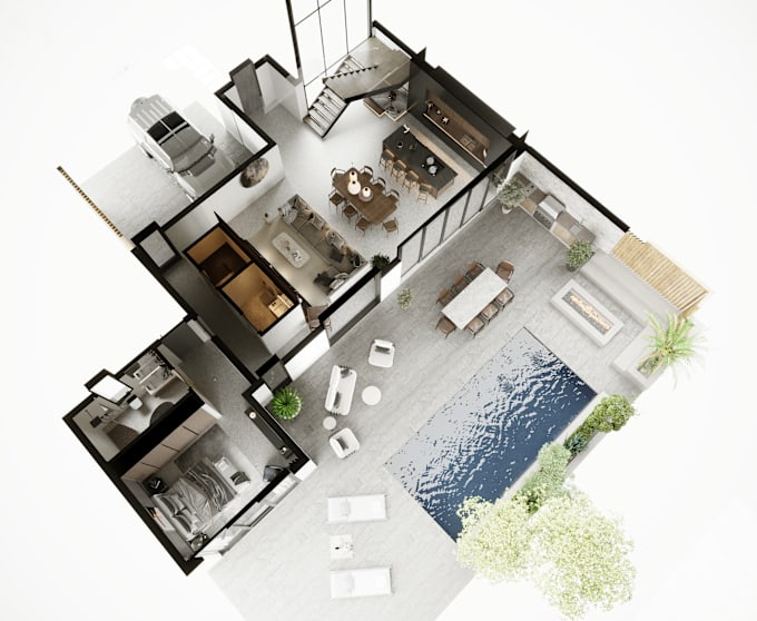 Gig Preview - Create realistic 3d rendering and 3d floor plan