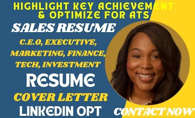 Bestseller - write a professional sales, executive, CEO, tech resume CV cover letter linkedin