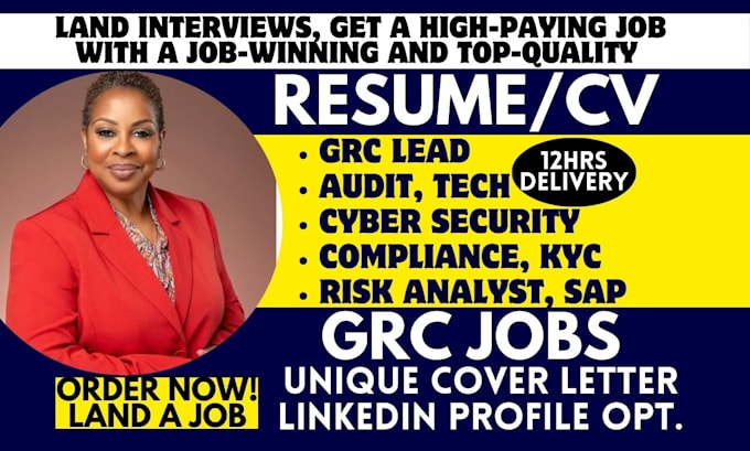 Gig Preview - Write grc, tech, IT, lead, compliance, cyber security, risk analyst resume